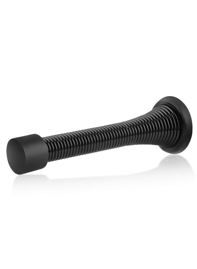 12 Pack Black Spring Door Stops,3-1/8" Heavy Duty - Flexible Door Stopper with Low Mounted Black Rubber Bumper Tips - Image 1